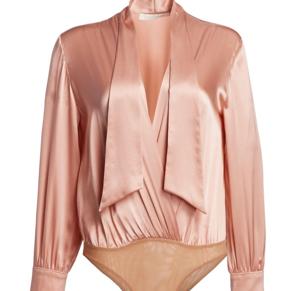 JONATHAN SIMKHAI | Silk Neck Tie Bodysuit In Nude